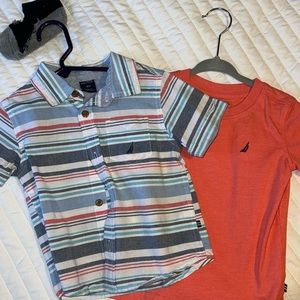 18M Nautica short sleeve striped button-down with T-shirts